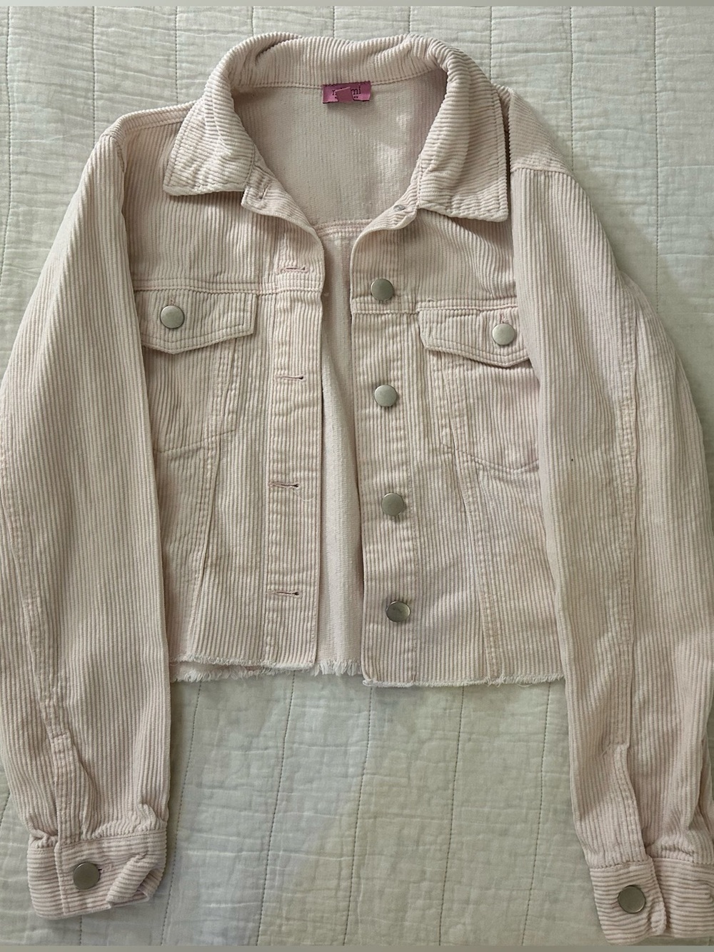mi ami Light Pink Corduroy Crop Jacket